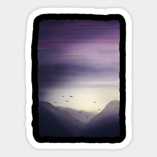 Purple Mountains - Alps in Morning Mist Sticker